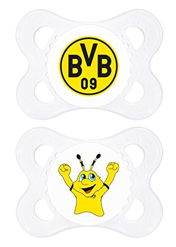 MAM 67548500 – Schnuller, Bundesliga, Football Borussia Dortmund 0-6 Monate, Silikon, Doppelpack
