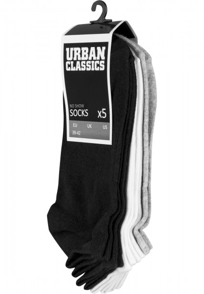 No Show Socks 5-Pack black/white/grey